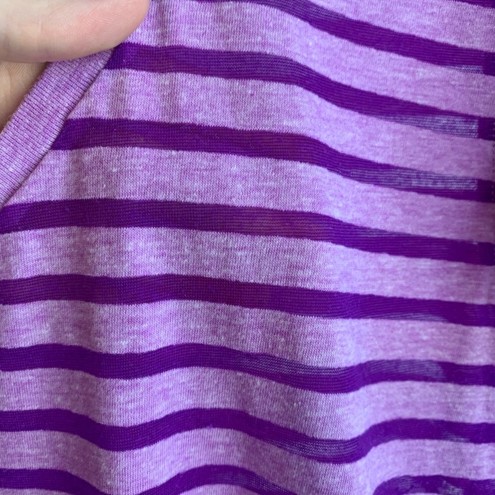 Under Armour Purple Striped V-Neck Short Sleeve Shirt - Picture 5 of 5